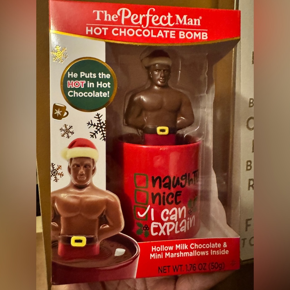 The Perfect Man Hot Chocolate Bomb - Red Mug with Chocolate Figure